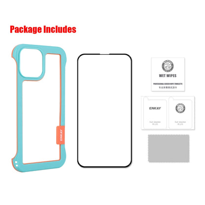 For iPhone 13 Pro ENKAY Frameless Hollow PC Case + Glass Film (Blue) by ENKAY