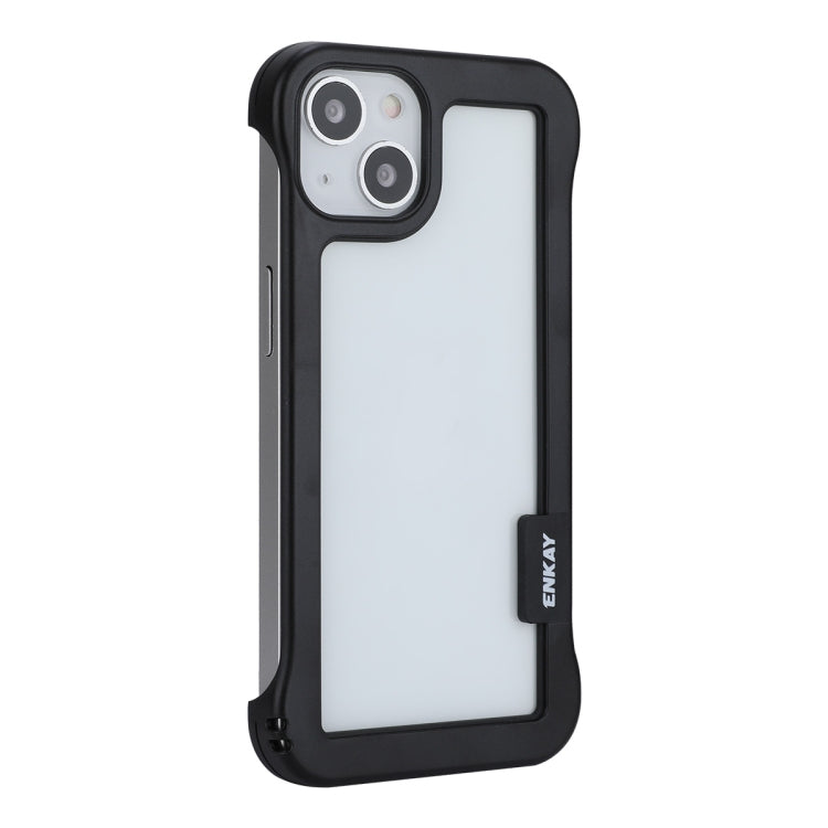 For iPhone 13 ENKAY Frameless Hollow PC Case + Glass Film(Black) by ENKAY