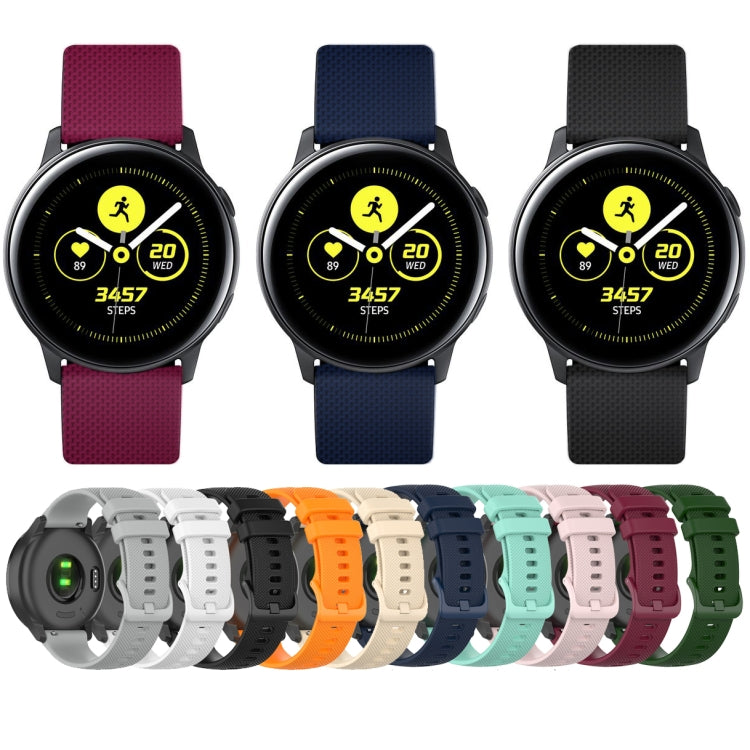 For Samsung Galaxy Watch Active 2 40mm / 44mm 20mm Checkered Silicone Watch Band(Wine red) by bashfashion