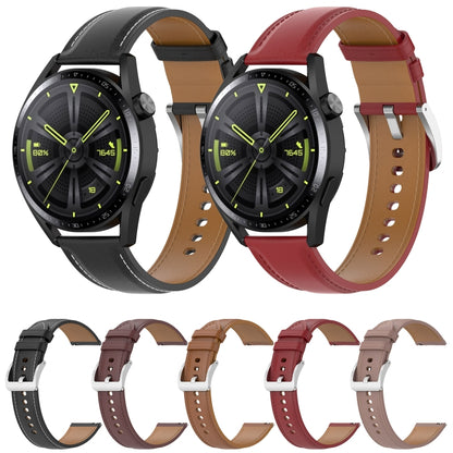 For Samsung Galaxy Watch 46mm Calf Texture Sewing Thread Watch Band(Red) by bashfashion