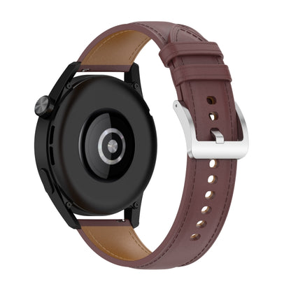For Huawei Watch 2 Calf Texture Sewing Thread Watch Band (Dark Brown) by bashfashion