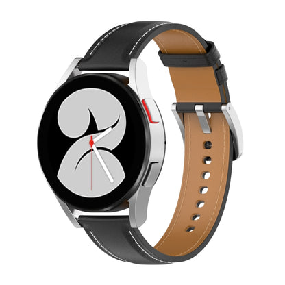 For Samsung Galaxy Watch 4 Calf Texture Sewing Thread Watch Band(Black) by bashfashion