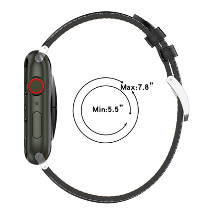 20mm Top Layer Cowhide Sewing Watch Band For Apple Watch Series 9&8&7 41mm / SE 3&SE 2&6&SE&5&4 40mm / 3&2&1 38mm(Light Brown) by bashfashion