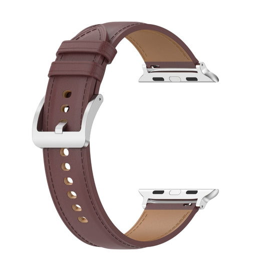 22mm Top Layer Cowhide Sewing Strap For Apple Watch Ultra 49mm&Watch Ultra 2 49mm / Series 9&8&7 45mm / SE 3&SE 2&6&SE&5&4 44mm / 3&2&1 42mm(Dark Brown) by bashfashion