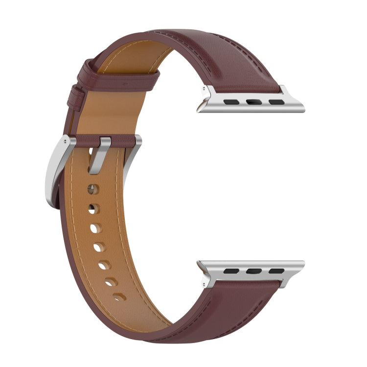 22mm Top Layer Cowhide Sewing Strap For Apple Watch Ultra 49mm&Watch Ultra 2 49mm / Series 9&8&7 45mm / SE 3&SE 2&6&SE&5&4 44mm / 3&2&1 42mm(Dark Brown) by bashfashion