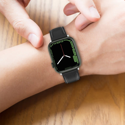 22mm Top Layer Cowhide Sewing Strap For Apple Watch Ultra 49mm&Watch Ultra 2 49mm / Series 9&8&7 45mm / SE 3&SE 2&6&SE&5&4 44mm / 3&2&1 42mm(Pink) by bashfashion