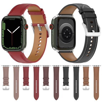 22mm Top Layer Cowhide Sewing Strap For Apple Watch Ultra 49mm&Watch Ultra 2 49mm / Series 9&8&7 45mm / SE 3&SE 2&6&SE&5&4 44mm / 3&2&1 42mm(Dark Brown) by bashfashion