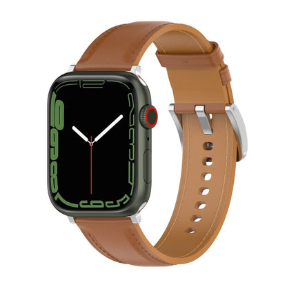 22mm Top Layer Cowhide Sewing Strap For Apple Watch Series 9&8&7 41mm / SE 3&SE 2&6&SE&5&4 40mm / 3&2&1 38mm(Light Brown) by bashfashion