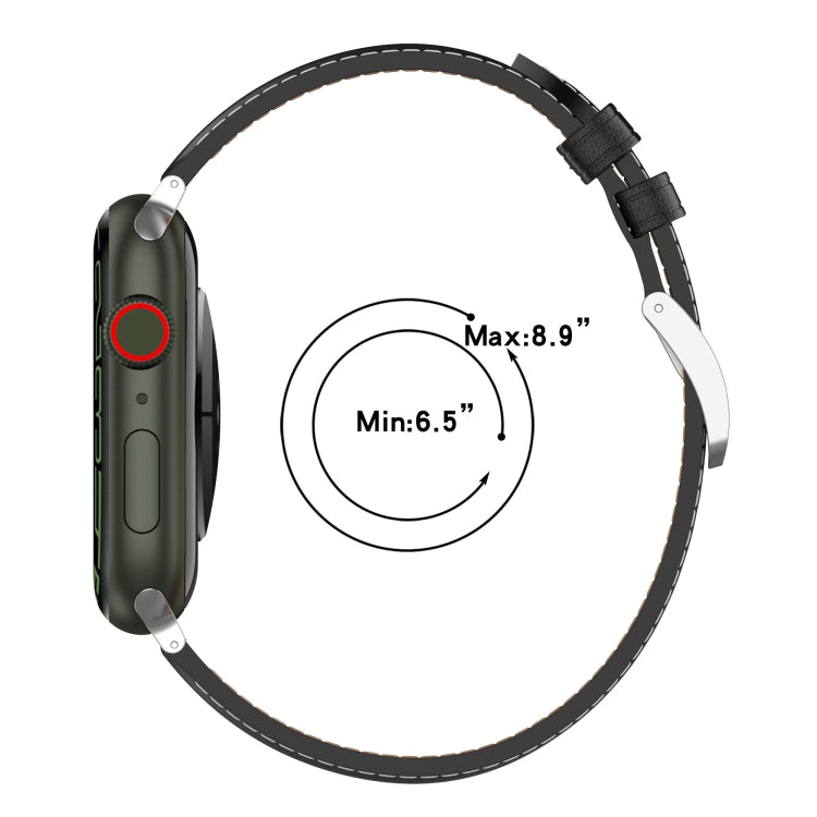 22mm Top Layer Cowhide Sewing Strap For Apple Watch Series 9&8&7 41mm / SE 3&SE 2&6&SE&5&4 40mm / 3&2&1 38mm(Red) by bashfashion