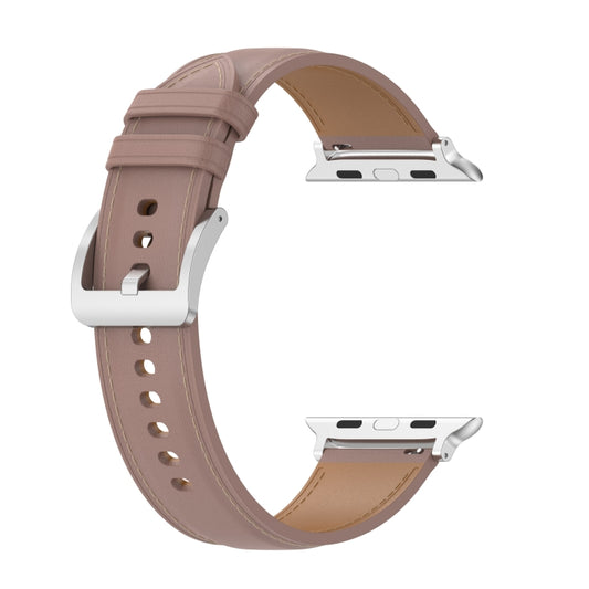 22mm Top Layer Cowhide Sewing Strap For Apple Watch Series 9&8&7 41mm / SE 3&SE 2&6&SE&5&4 40mm / 3&2&1 38mm(Pink) by bashfashion