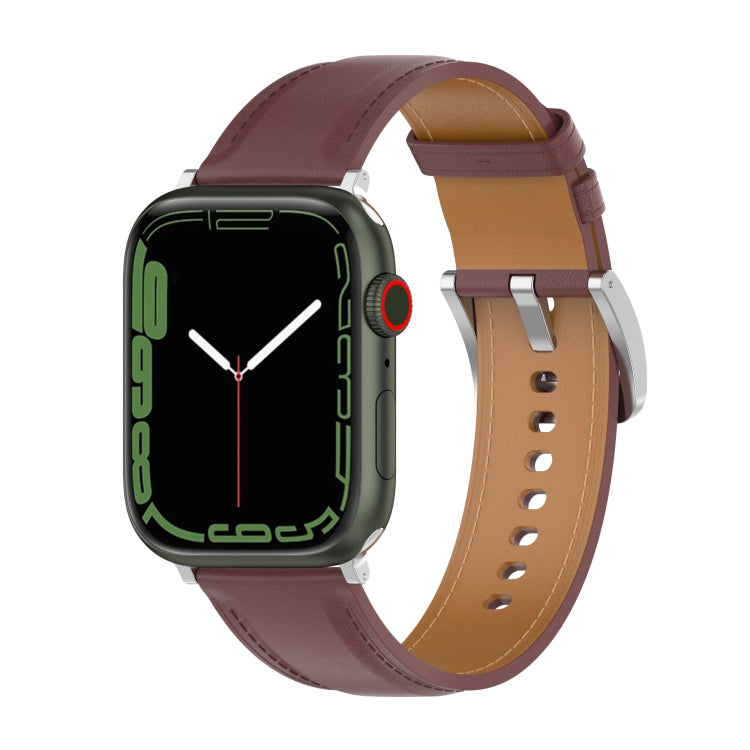 20mm Top Layer Cowhide Sewing Watch Band For Apple Watch Ultra 49mm&Watch Ultra 2 49mm / Series 9&8&7 45mm / SE 3&SE 2&6&SE&5&4 44mm / 3&2&1 42mm(Dark Brown) by bashfashion