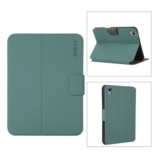 For iPad mini 2024 / mini 6 ENKAY Leather Stand Smart Tablet Case(Dark Green) by ENKAY