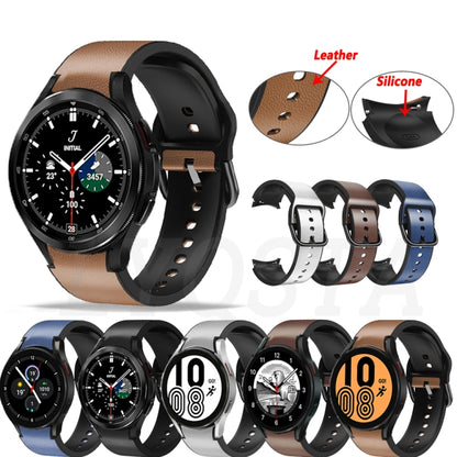 For Samsung Galaxy Watch 4 40mm 20mm Silicone Pasted Leather Watch Band(Black) by bashfashion