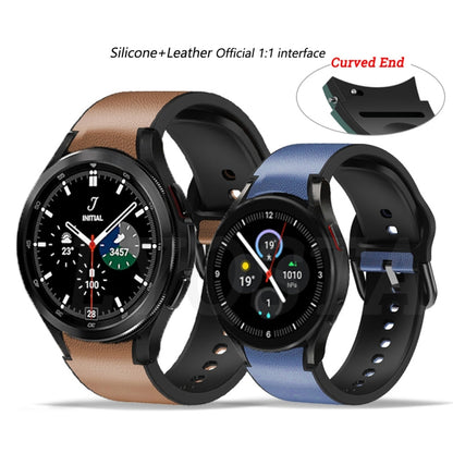 For Samsung Galaxy Watch 4 40mm 20mm Silicone Pasted Leather Watch Band(Black) by bashfashion