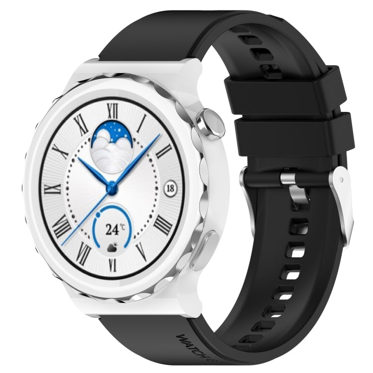 For Huawei Watch GT 3 Pro 43mm 20mm Protruding Head Silver Buckle Silicone Watch Band(Black) by bashfashion