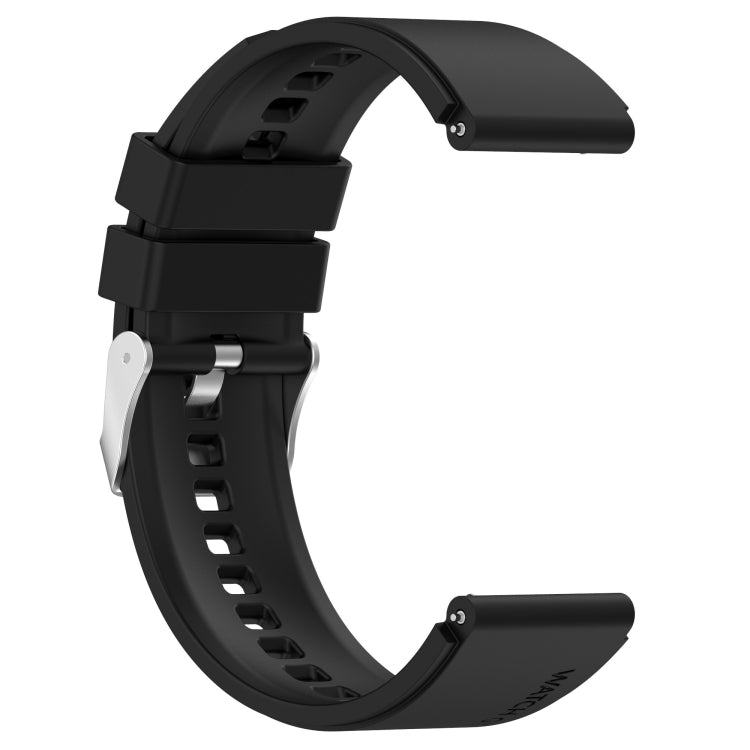 For Huawei Watch GT 3 Pro 43mm 20mm Protruding Head Silver Buckle Silicone Watch Band(Black) by bashfashion
