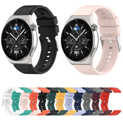 For Huawei Watch GT 3 Pro 43mm 20mm Protruding Head Silver Buckle Silicone Watch Band(Black) by bashfashion