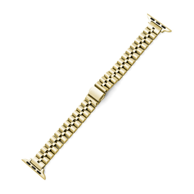Half-Round Three-Bead Metal Watch Band For Apple Watch Series 9&8&7 41mm / SE 3&SE 2&6&SE&5&4 40mm / 3&2&1 38mm(Gold) by bashfashion
