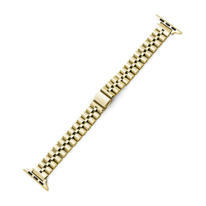 Half-Round Three-Bead Metal Watch Band For Apple Watch Series 9&8&7 41mm / SE 3&SE 2&6&SE&5&4 40mm / 3&2&1 38mm(Gold) by bashfashion