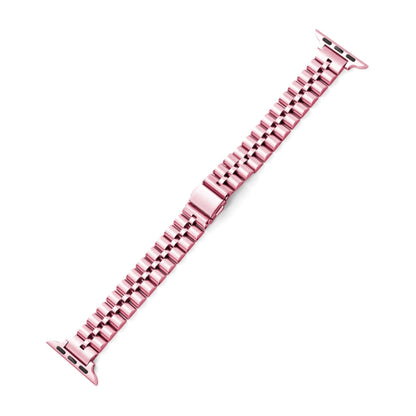 Half-Round Three-Bead Metal Watch Band For Apple Watch Series 9&8&7 41mm / SE 3&SE 2&6&SE&5&4 40mm / 3&2&1 38mm(Pink) by bashfashion