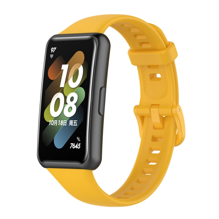 For Huawei Band 7 Solid Color Silicone Watch Band(Yellow) by bashfashion