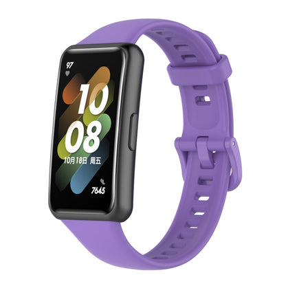 For Huawei Band 7 Solid Color Silicone Watch Band(Purple) by bashfashion