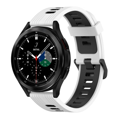 For Samsung Galaxy Watch 4 Classic 42mm 20mm Vertical Pattern Two-Color Silicone Watch Band(White+Black) by bashfashion