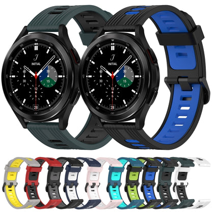 For Samsung Galaxy Watch 4 Classic 46mm 20mm Vertical Pattern Two-Color Silicone Watch Band(White+Black) by bashfashion