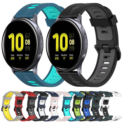 For Samsung Galaxy Watch Active 2 40mm 20mm Vertical Pattern Two-Color Silicone Watch Band(White+Black) by bashfashion