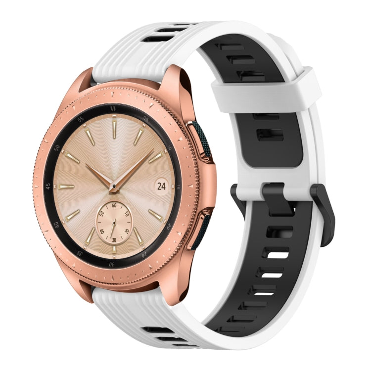 For Samsung Galaxy watch 42mm 20mm Vertical Pattern Two-Color Silicone Watch Band(White+Black) by bashfashion