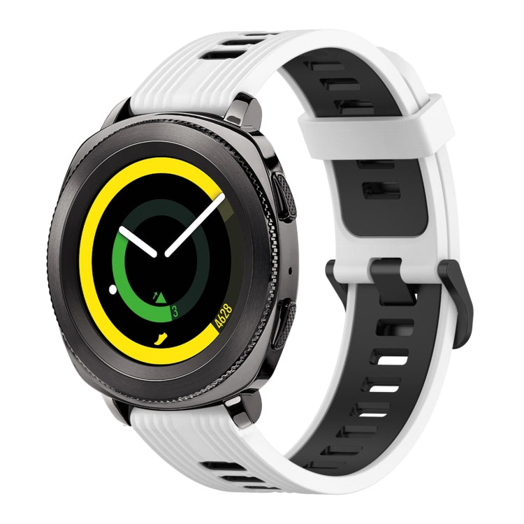 For Samsung Gear Sport 20mm Vertical Pattern Two-Color Silicone Watch Band(White+Black) by bashfashion