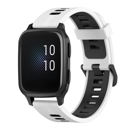 For Garmin Venu sq 20mm Vertical Pattern Two-Color Silicone Watch Band(White+Black) by bashfashion