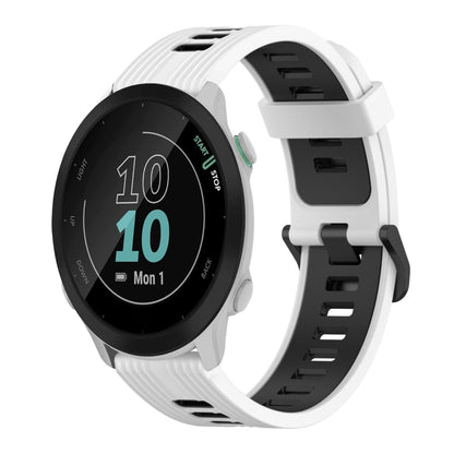 For Garmin Forerunner 55 20mm Vertical Pattern Two-Color Silicone Watch Band(White+Black) by bashfashion