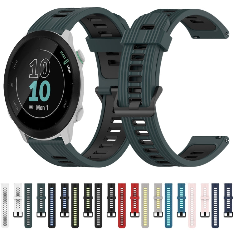 For Garmin Forerunner 55 20mm Vertical Pattern Two-Color Silicone Watch Band(White+Black) by bashfashion