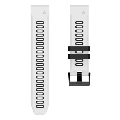 For Garmin Fenix 7X 26mm Silicone Sports Two-Color Watch Band(White+Black) by bashfashion