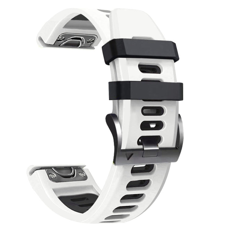For Garmin Fenix 7X 26mm Silicone Sports Two-Color Watch Band(White+Black) by bashfashion