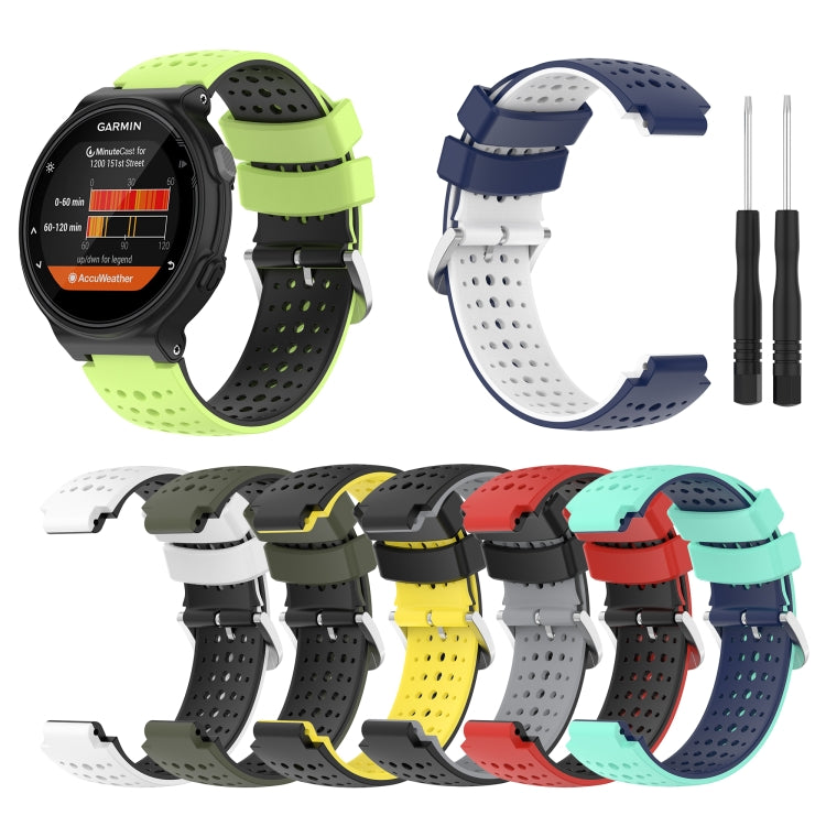For Garmin Forerunner 220 Silicone Sports Two-Color Watch Band(White+Black) by bashfashion