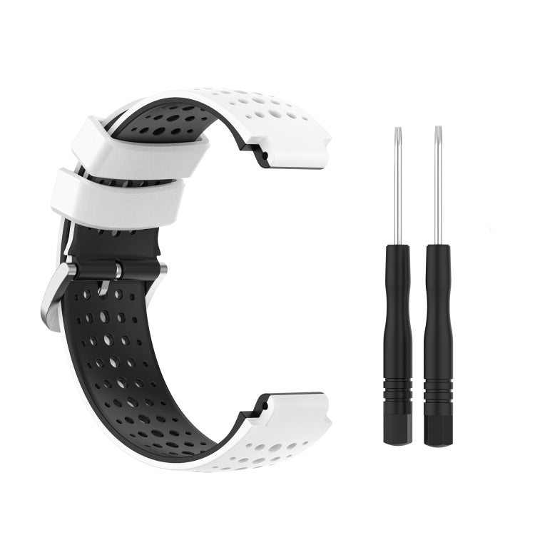 For Garmin Forerunner 235 Silicone Sports Two-Color Watch Band(White+Black) by bashfashion