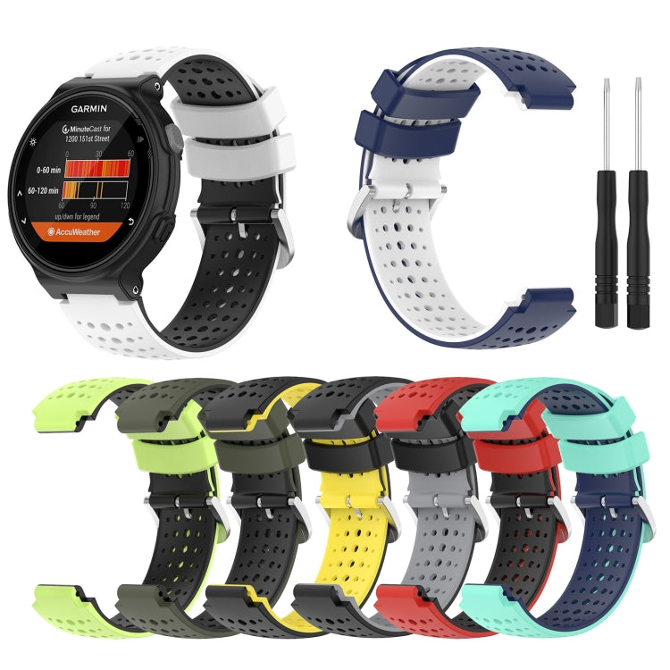 For Garmin Forerunner 235 Silicone Sports Two-Color Watch Band(White+Black) by bashfashion