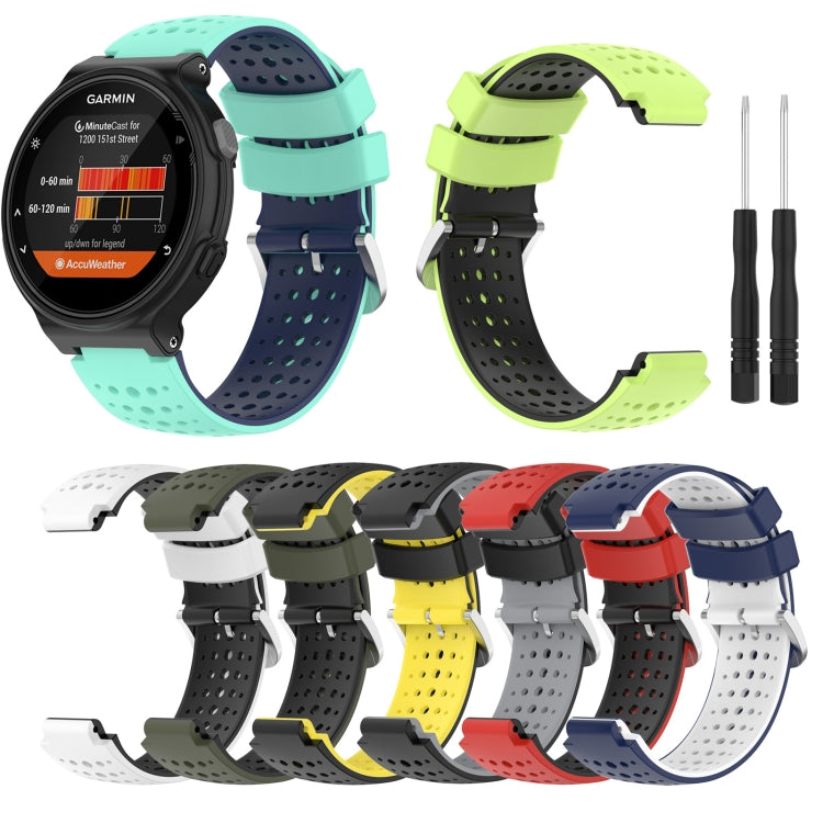 For Garmin Forerunner 630 Silicone Sports Two-Color Watch Band(White+Black) by bashfashion