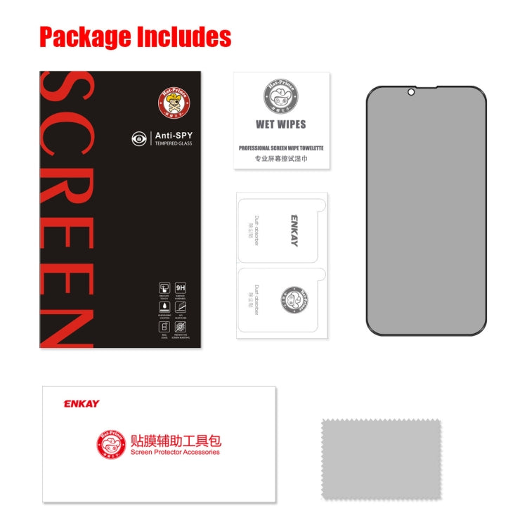 For iPhone 16e / 14 / 13 / 13 Pro ENKAY 28 Degree Anti-peeping Tempered Glass Film by ENKAY