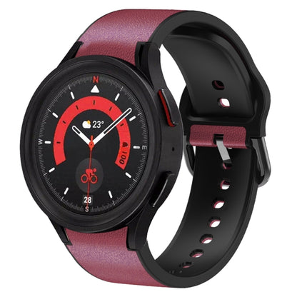For Samsung Galaxy Watch 5 40mm Silicone Adhesive Leather Watch Band(Burgundy) by bashfashion