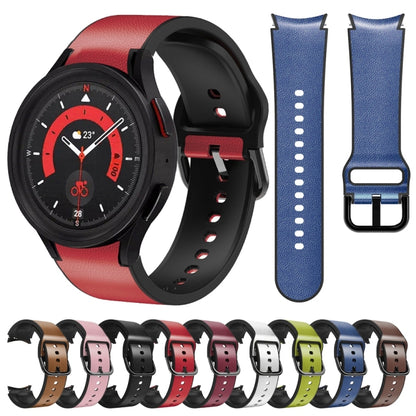 For Samsung Galaxy Watch 5 40mm Silicone Adhesive Leather Watch Band(Dark Brown) by bashfashion