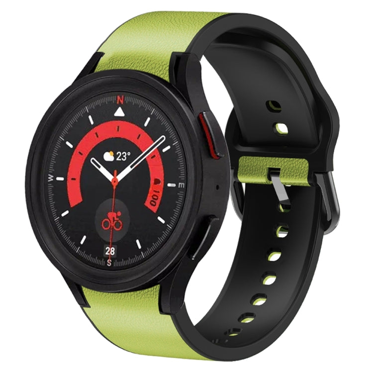 For Samsung Galaxy Watch 5 44mm Silicone Adhesive Leather Watch Band(Lime Color) by bashfashion
