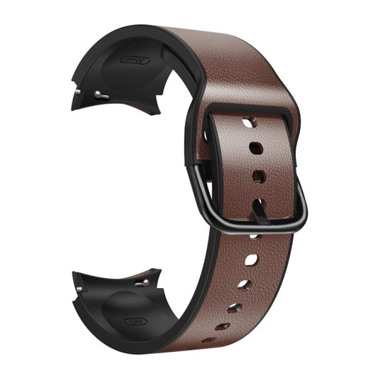 For Samsung Galaxy Watch 5 44mm Silicone Adhesive Leather Watch Band(Dark Brown) by bashfashion