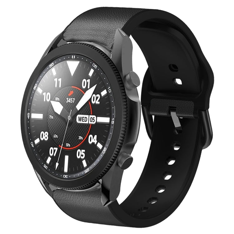For Samsung Galaxy Watch 5 Pro 45mm Silicone Adhesive Leather Watch Band(Black) by bashfashion