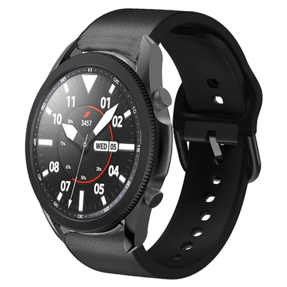 For Samsung Galaxy Watch 5 Pro 45mm Silicone Adhesive Leather Watch Band(Black) by bashfashion