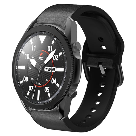 For Samsung Galaxy Watch 5 Pro 45mm Silicone Adhesive Leather Watch Band(Black) by bashfashion