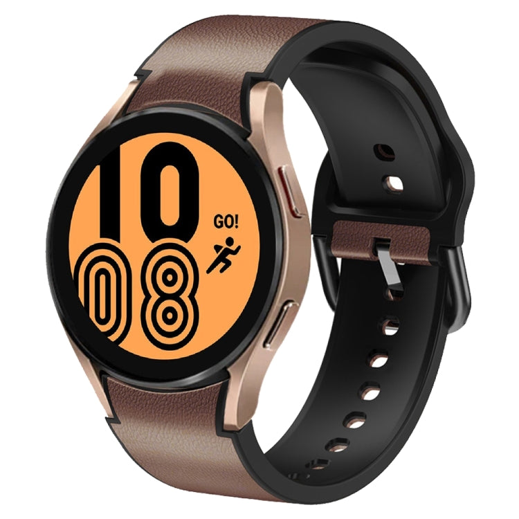 For Samsung Galaxy Watch 4 40mm Silicone Adhesive Leather Watch Band(Dark Brown) by bashfashion