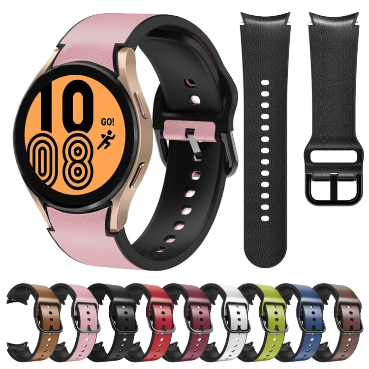 For Samsung Galaxy Watch 4 40mm Silicone Adhesive Leather Watch Band(Pink) by bashfashion
